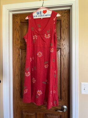 Toad&Co Red Floral V-Neck Sleeveless Midi Dress